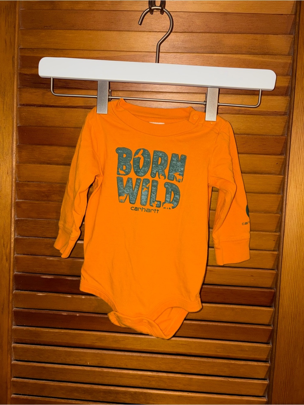 Carhartt Orange 'Born Wild' Long-Sleeve Bodysuit